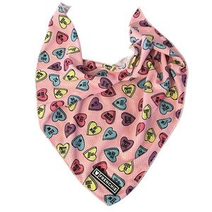 Pink conversation hearts dog bandana NEW for Valentine’s Day by Frenchie